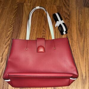 GNBI Shoulder Tote Bag, 14"H x 11"W x 4"D, Red/White/Black